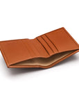 RFID leather wallet with 4 CC, light tan, inside