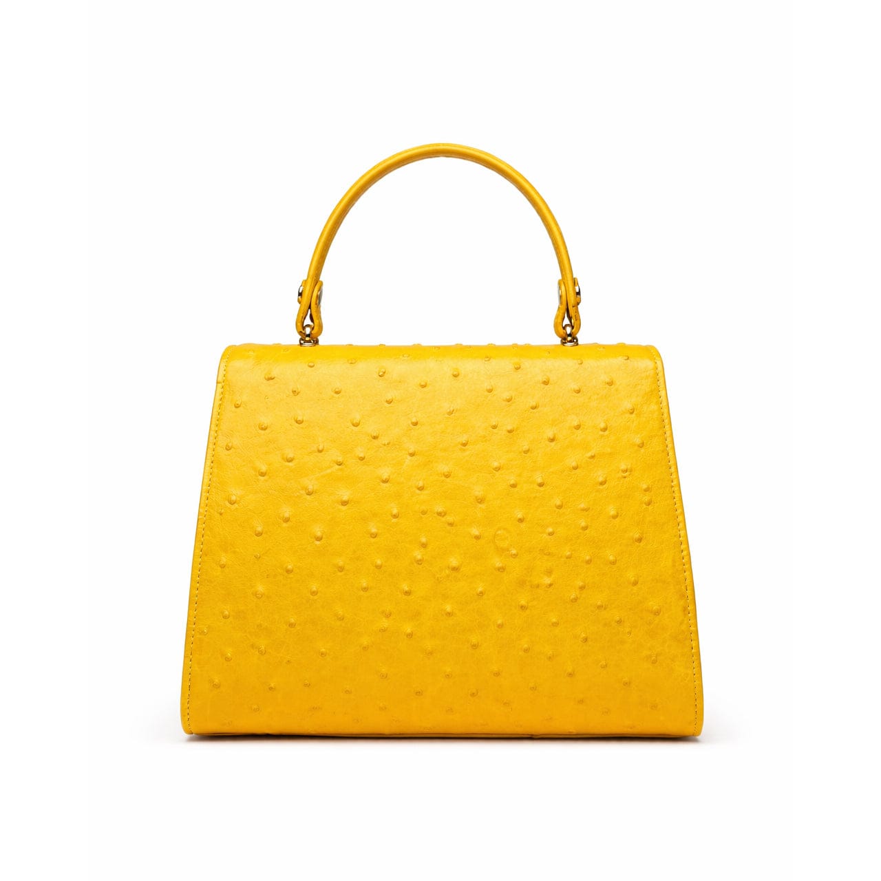 Ostrich leather top handle bag, light yellow, back