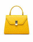Ostrich leather top handle bag, light yellow, front