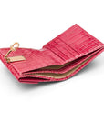 Leather purse with equestrain clasp, cersie pink croc, inside