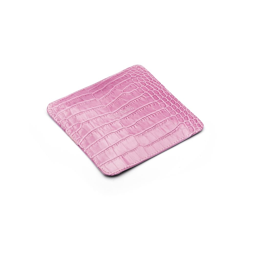 Small leather valet tray, lilac croc, flat base
