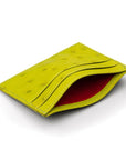 Flat ostrich leather credit card case, lime ostrich leather, front