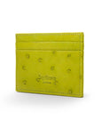 Flat ostrich leather credit card case, lime ostrich leather, back