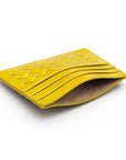 Flat woven leather card holder, lime green, inside