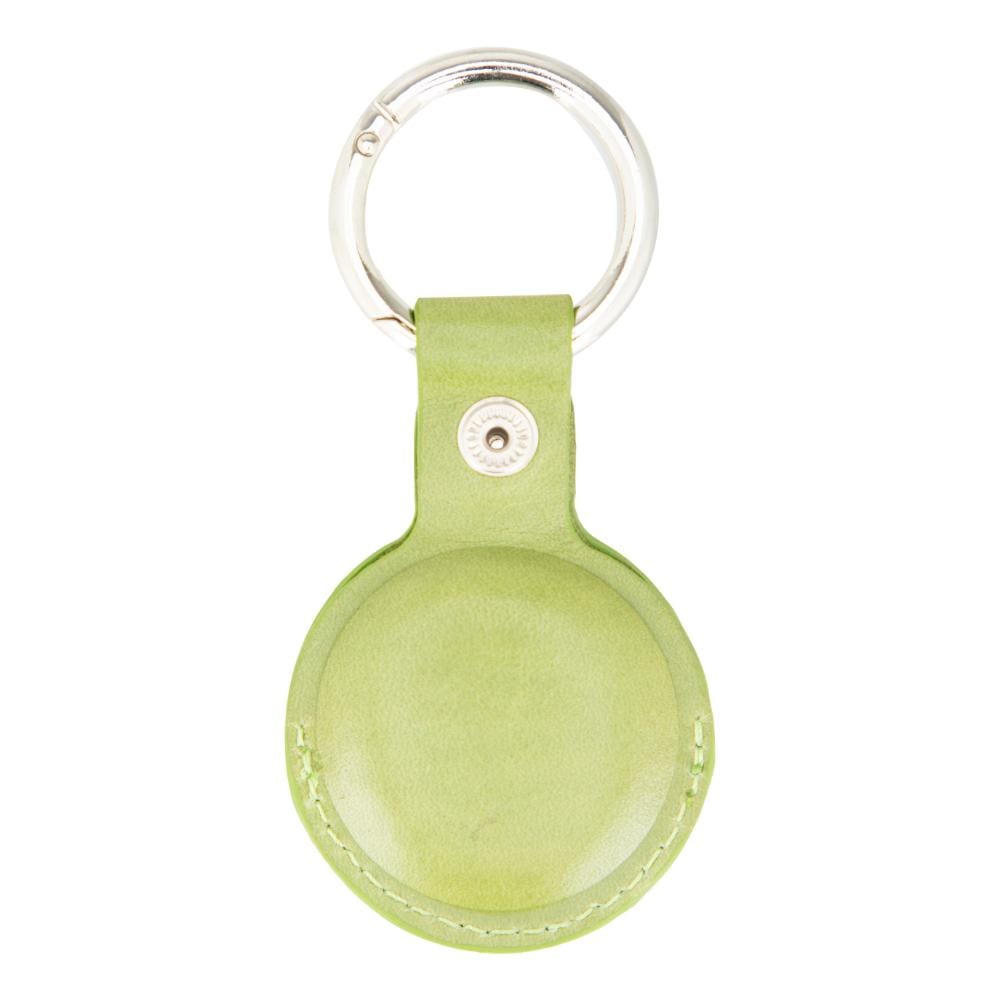 Leather air tag holder, lime green, back