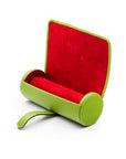 Large leather watch roll, lime green, inside