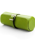 Large leather watch roll, lime green, front