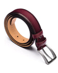 Men's burnished leather belt, burgundy