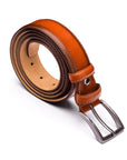 Men's burnished leather belt, tan