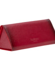 Triangular leather glasses case, burnished red, back