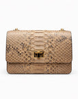 Mini Julia bag, real natural tan python, front view
