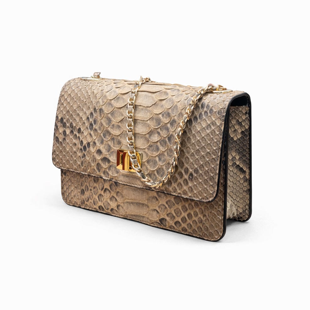 Mini Julia bag, real natural tan python, side