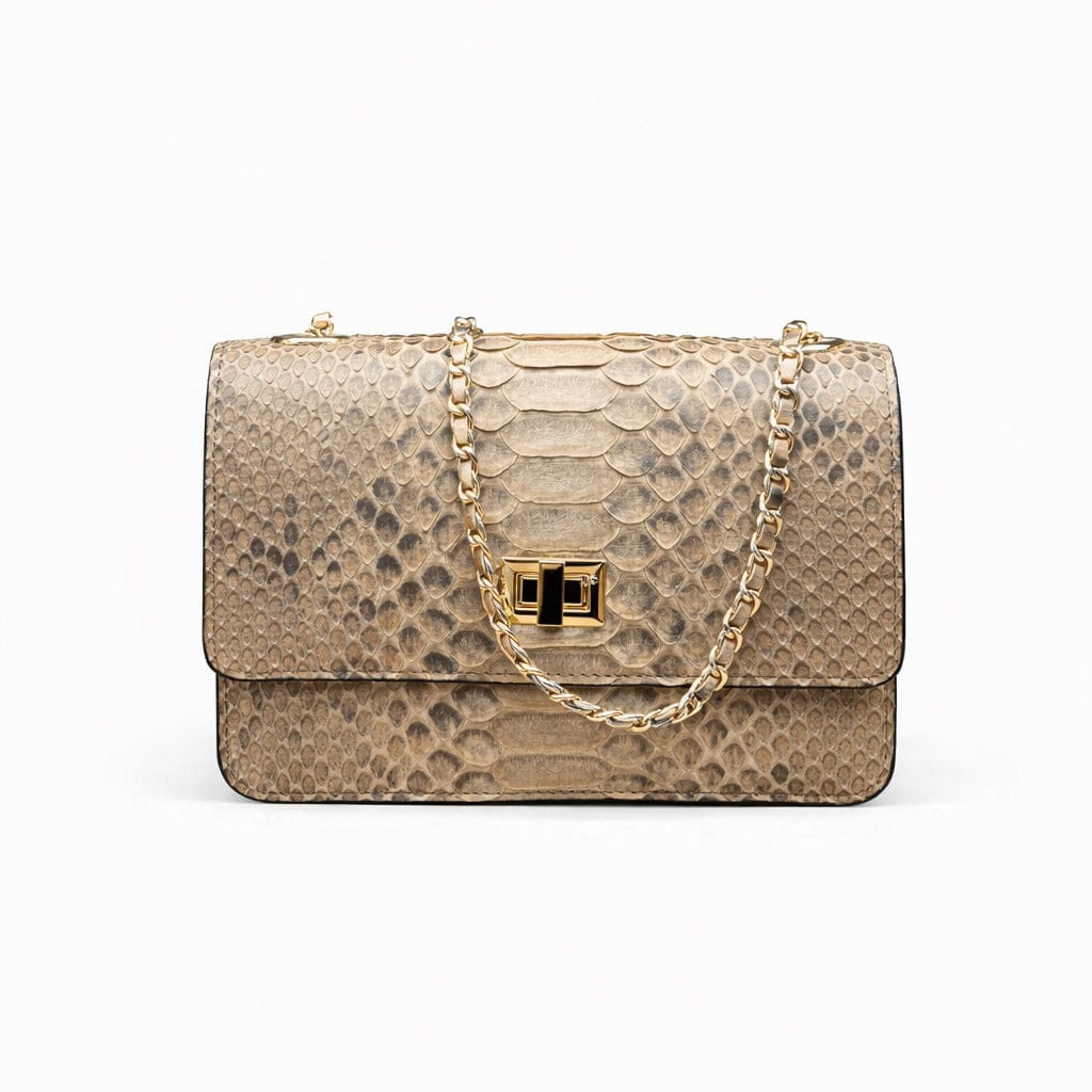 Mini Julia bag, real natural tan python, front