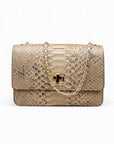Mini Julia bag, real natural tan python, front