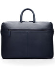 15" slim leather laptop bag, navy, front