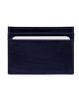 Flat leather credit card wallet 4 CC, navy, front