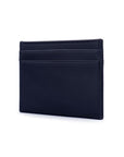 Flat leather credit card wallet 4 CC, navy, side