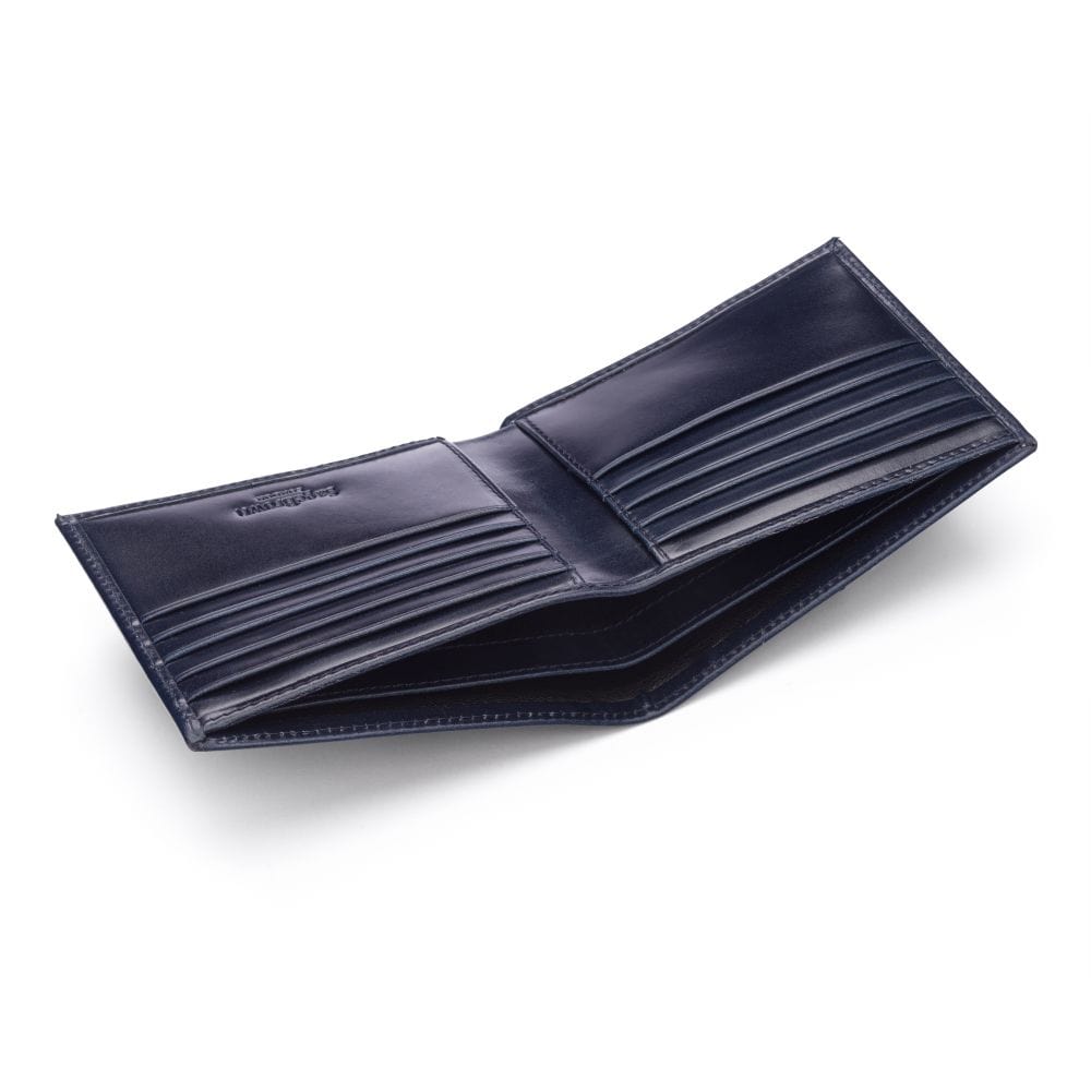 Men's bridle hide wallet, navy, inside
