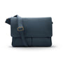 Leather messenger bag, navy pebble grain, front