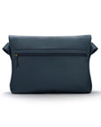 Leather messenger bag, navy pebble grain, back