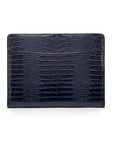 A4 leather notepad folder, navy croc, front