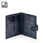 Compact leather RFID billfold wallet with tab, navy croc, open