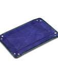 Rectangular Leather Valet Tray, Navy Croc Effect, flat