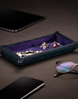 Rectangular Leather Valet Tray, Navy Croc Effect, lifestyle