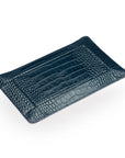 Rectangular Leather Valet Tray, Navy Croc Effect, flat base