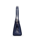 Ladies' leather 15" laptop handbag, navy croc, side