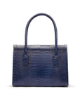 Large leather Morgan bag, navy croc, back