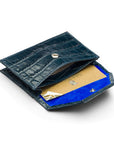 Leather business card holder, navy croc, inside