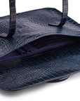 Leather music bag, navy croc, inside