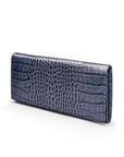 Leather Mayfair concertina purse, navy croc, front