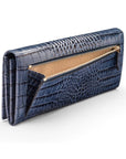 Leather Mayfair concertina purse, navy croc, coin purse