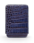 Pull apart business card holder, navy croc, front