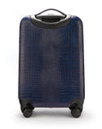 Small leather suitcase, navy croc, back