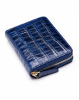 Small Leather Zip Around Accordion Coin Purse, midnight navy, front