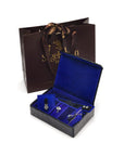 Luxury leather jewellery box, navy croc, lifestyle