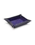 Small leather valet tray navy croc with purple, front