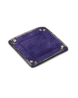 Small leather valet tray navy croc with purple, flat