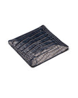 Small leather valet tray navy croc with purple, flat base