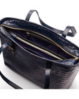 Women's leather 13" laptop workbag, navy croc, inside