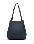 Leather tote bag, navy, front view