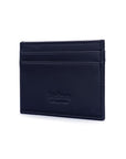 Flat leather credit card wallet 4 CC, navy, back