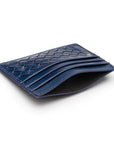 Flat woven leather card holder, navy, inside