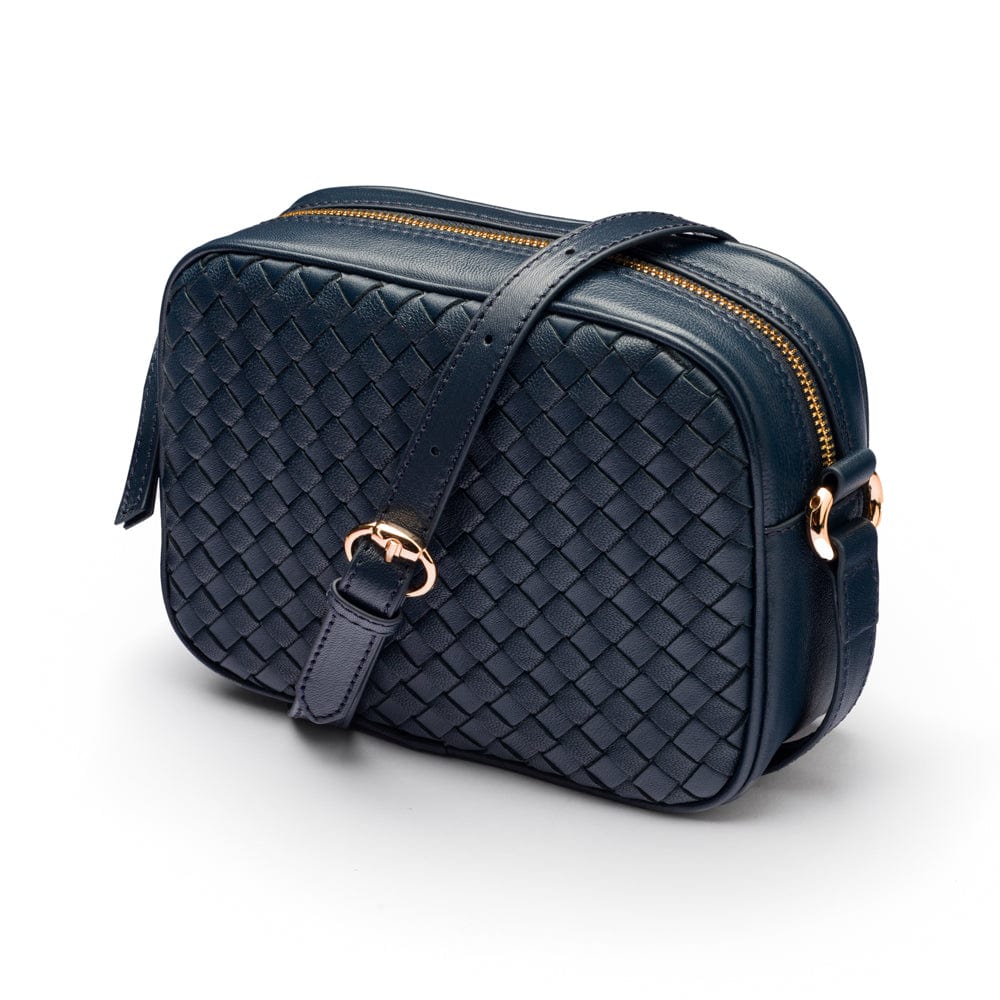 Ivy woven camera bag, navy, interior, front