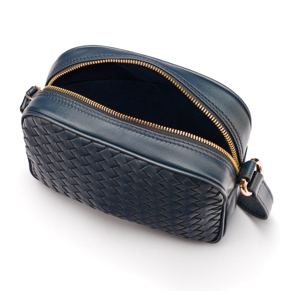 Ivy woven camera bag, navy, interior