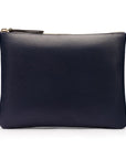 Large leather makeup bag, navy, front