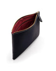 Large leather makeup bag, navy, inside